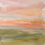 Soft Horizon - zacht abstract landschap in roze, perzik en olijfgroen