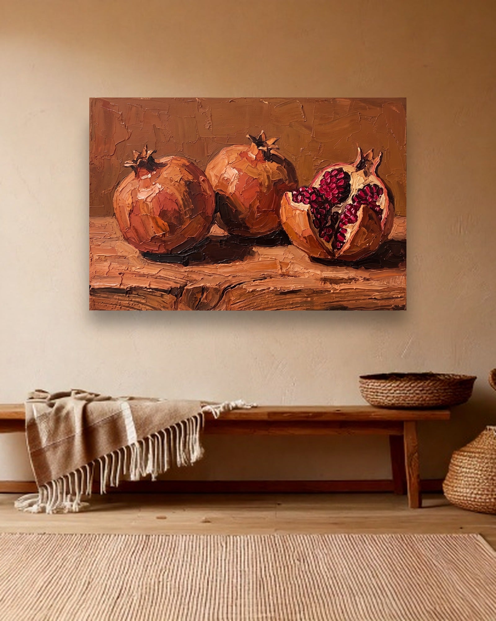 Split Pomegranate sfeerbeeld zonder lijst in bohemien interieur
