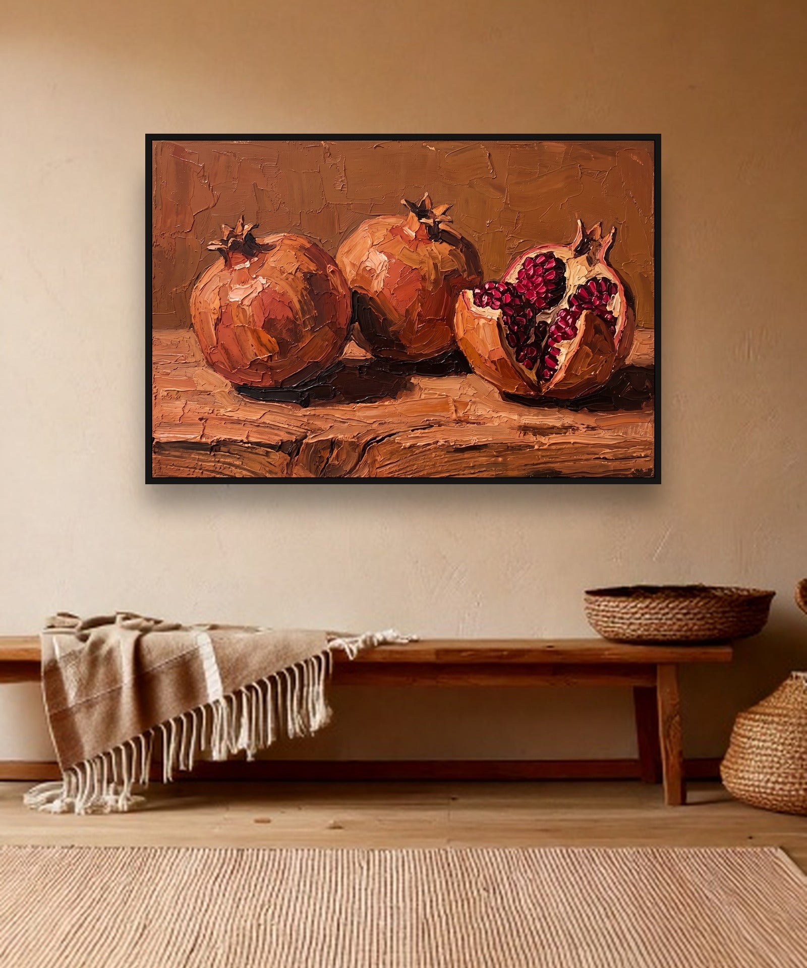 Split Pomegranate ambiance avec cadre caisse noir dans un intérieur bohème