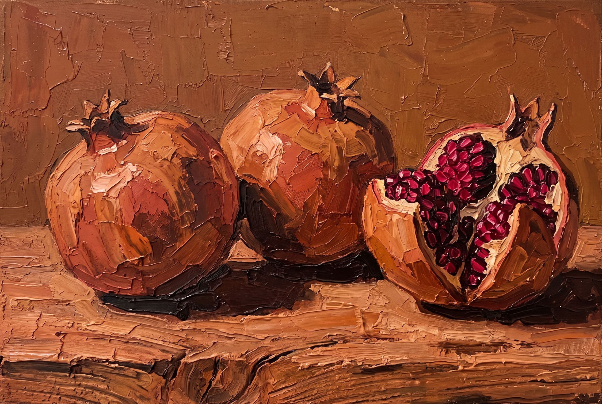 Split Pomegranate - granaatappels stilleven, Wandkraft
