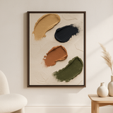 Still Balance van Wandkraft op akoestisch vilt in wenge baklijst, in een licht Scandinavisch interieur.