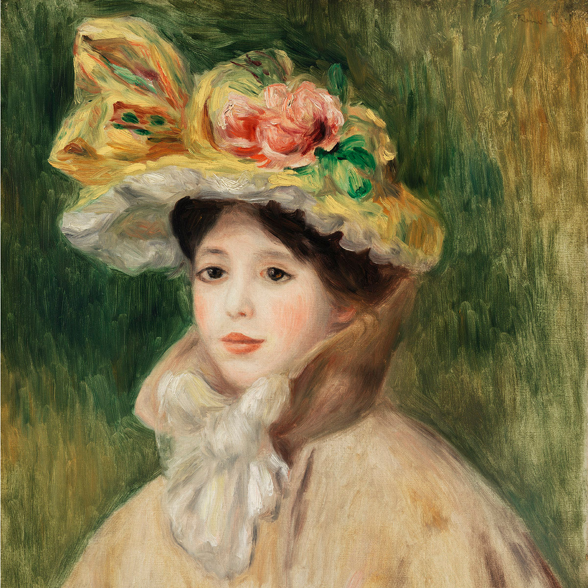 Lady with Hat by Pierre Auguste Renoir Walldecoration Wandkraft 74x74 cm