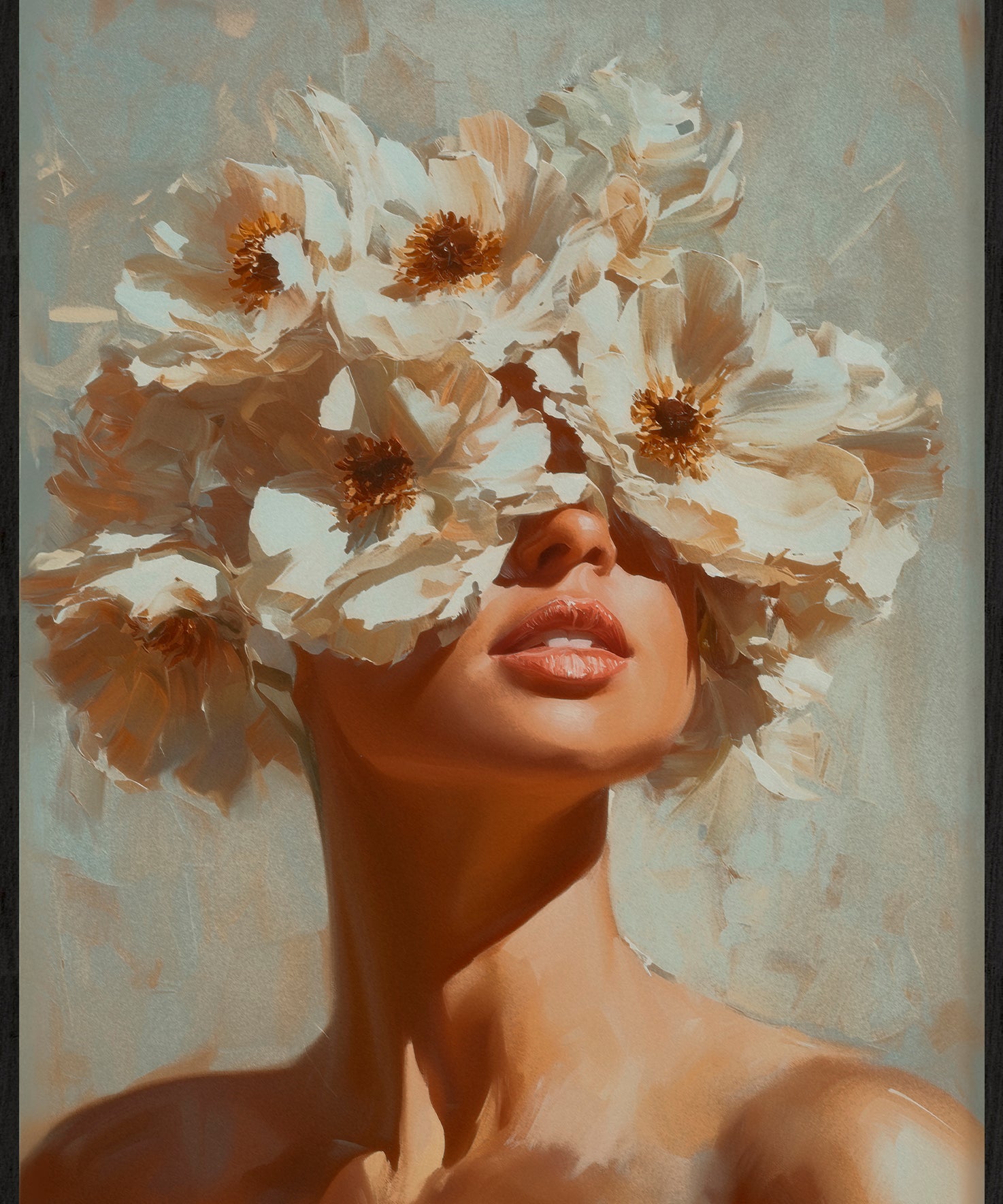 Blooming radiance Walldecoration Wandkraft 50x70 cm Baklijst Zwart