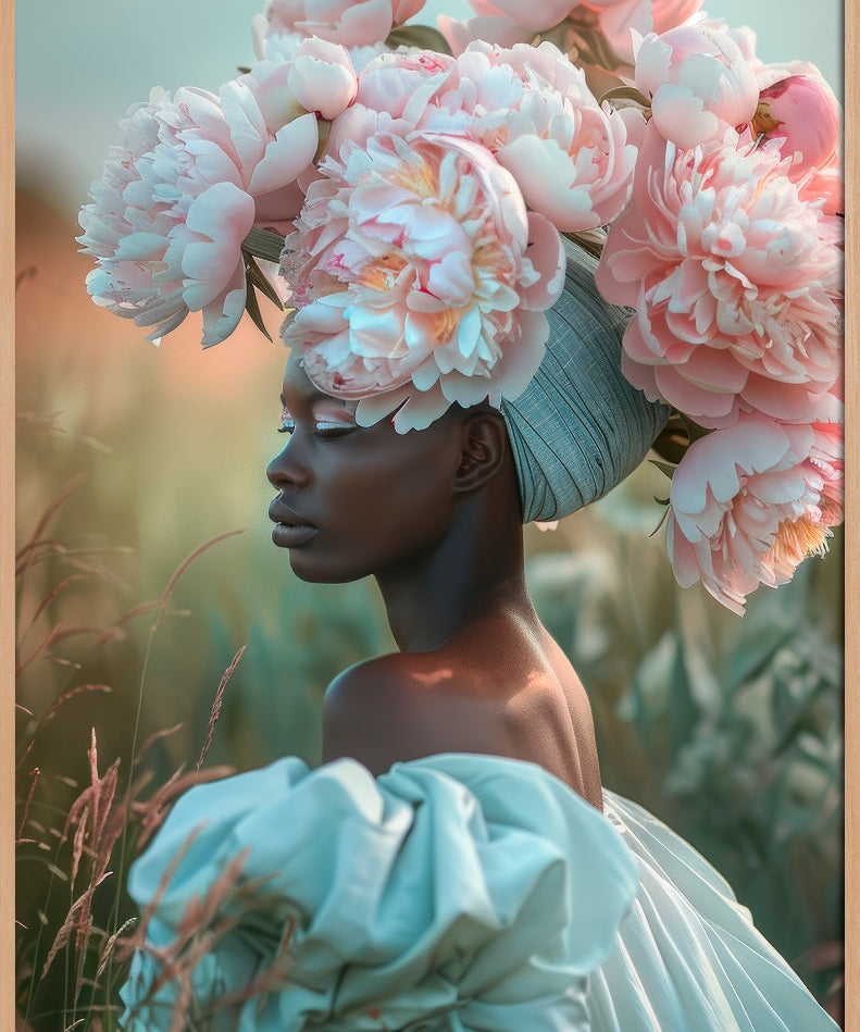 Peony Queen Walldecoration Wandkraft 98x148 cm Baklijst blank