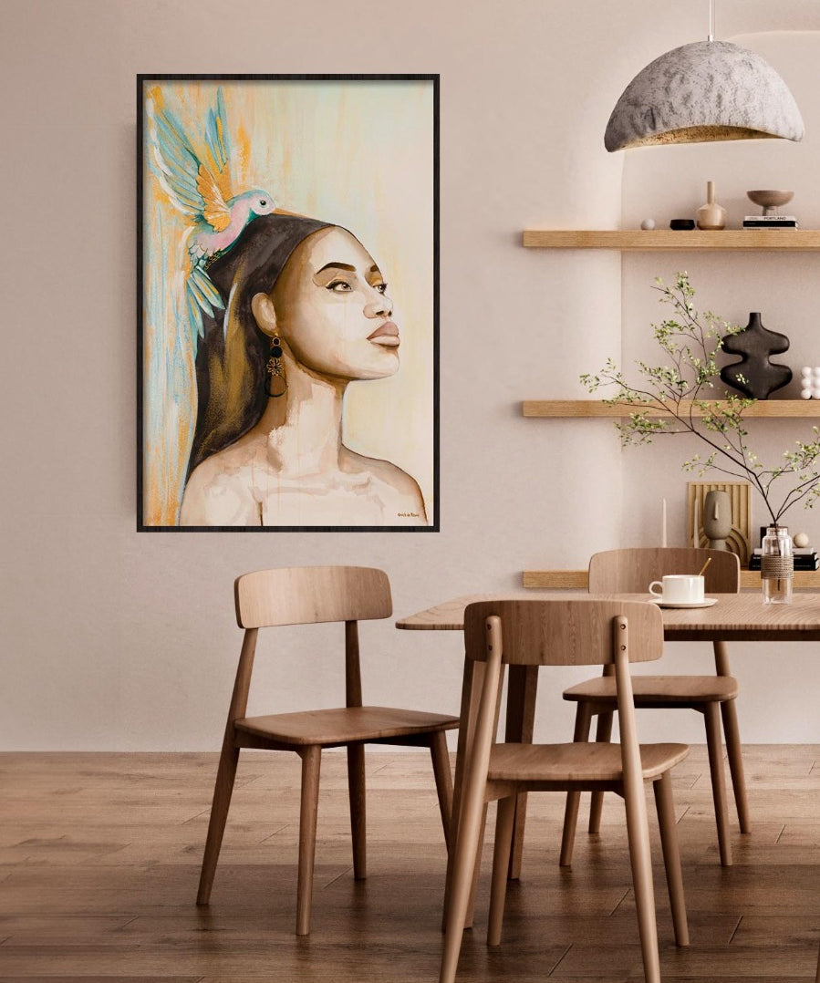Woman and hummingbird (Outlet) Walldecoration Wandkraft