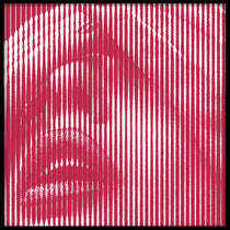 Wandkraft wanddecoratie: Abstracte wanddecoratie met magenta en witte lijnen, moderne gezichtsvorm, eigentijdse stijl voor een trendy interieur. voor een stijlvol interieur