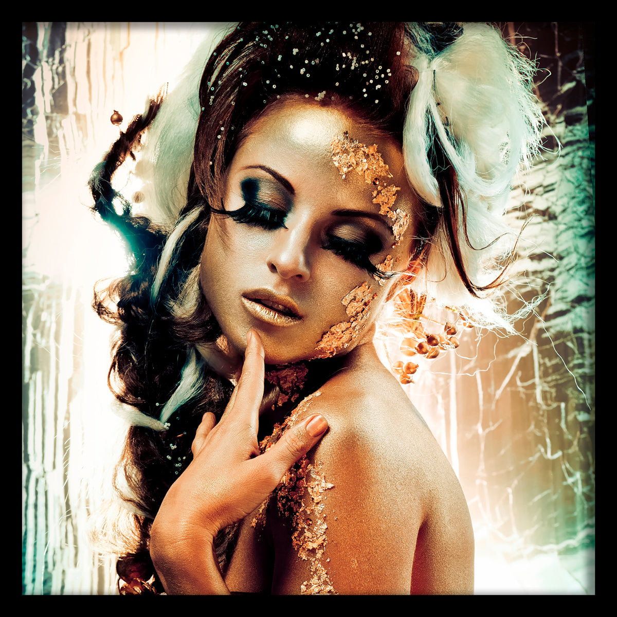 Fairytale Temptation I Walldecoration Wandkraft 100x100 cm Paneellijst Zwart