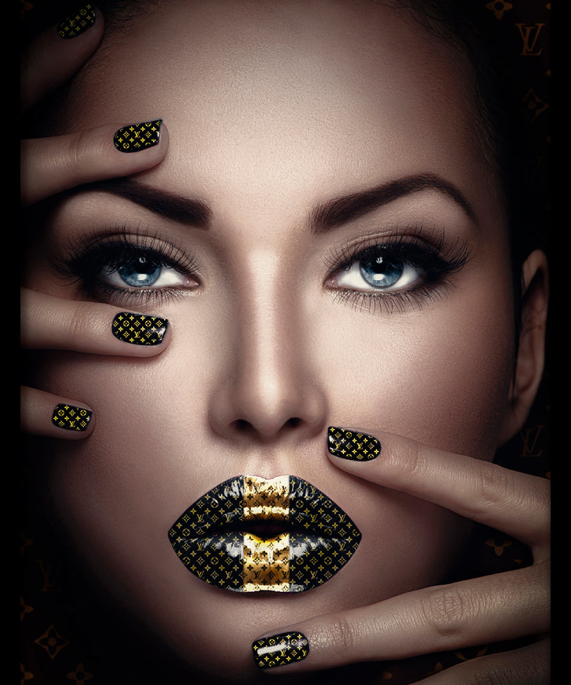 Fashion Lips II Walldecoration Wandkraft 80x120 cm Paneellijst Zwart