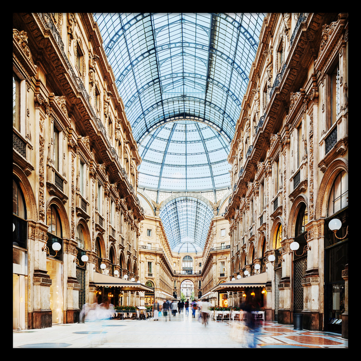 Galleria Vittorio Emanuele Milano Walldecoration Wandkraft 100x100 cm Baklijst Zwart