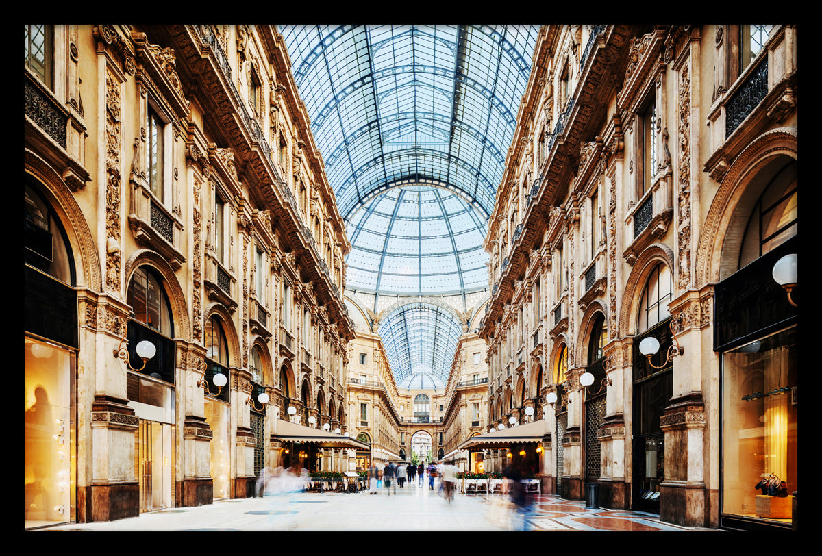 Galleria Vittorio Emanuele Milano Walldecoration Wandkraft 120x80 cm Baklijst Zwart