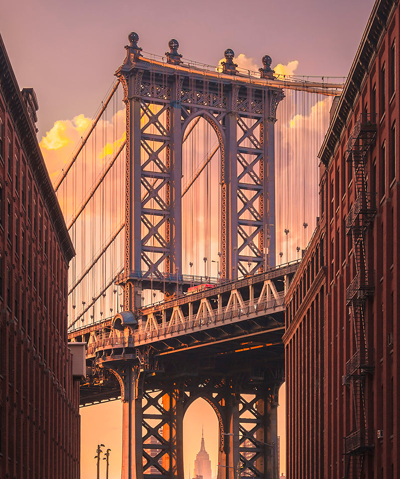Manhattan Bridge from Brooklyn Street Walldecoration Wandkraft 80x120 cm Aluminium Profiel