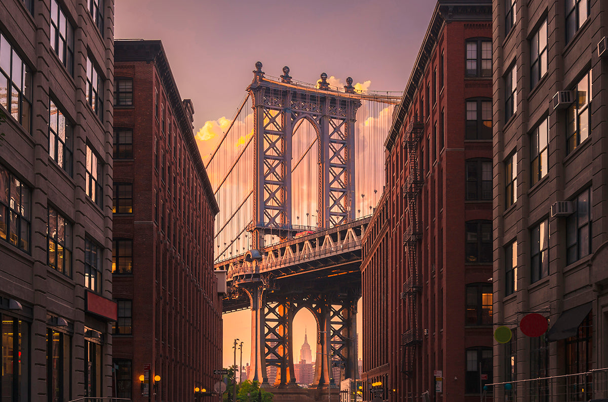Manhattan Bridge from Brooklyn Street Walldecoration Wandkraft 120x80 cm Aluminium Profiel