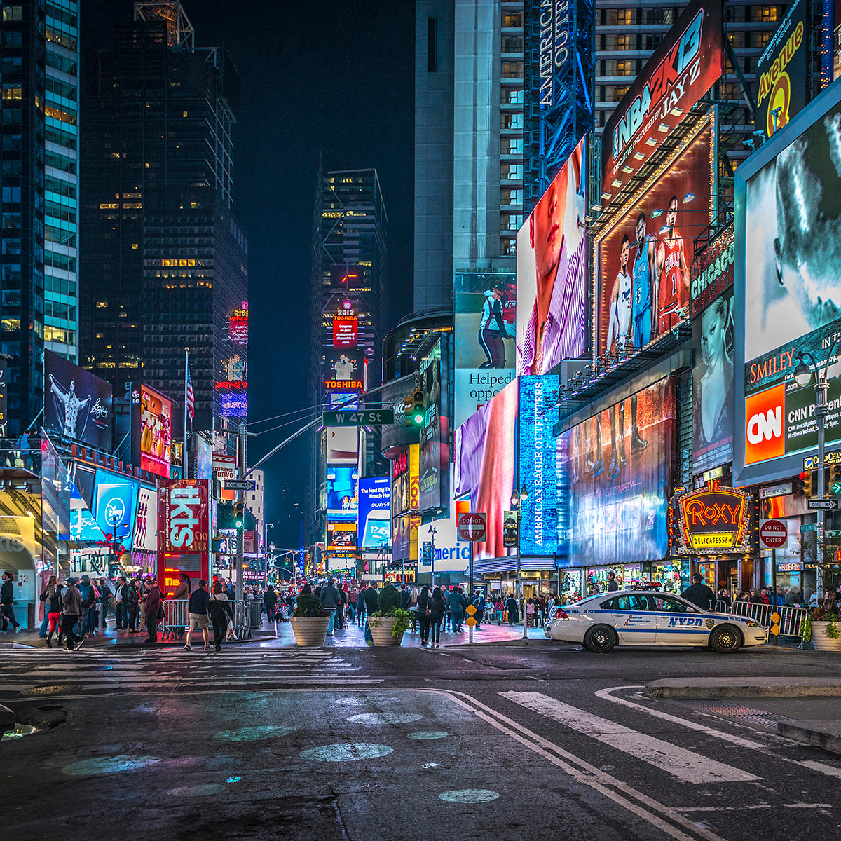 Time Square Walldecoration Wandkraft 100x100 cm Baklijst zwart