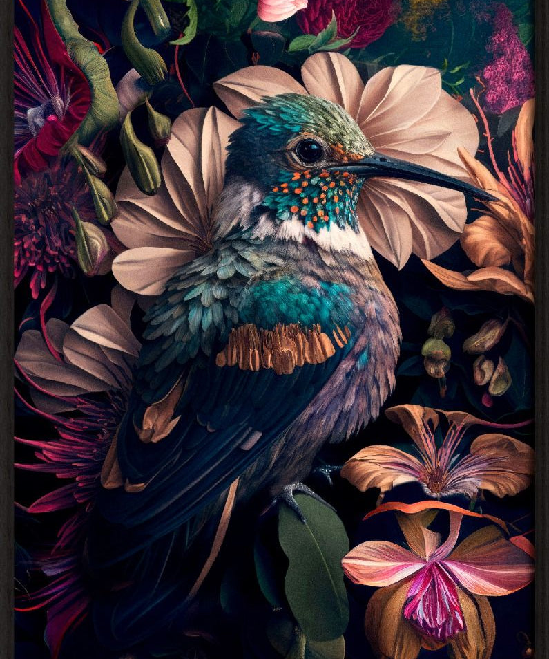 The Hummingbird Walldecoration Wandkraft 120x180 cm Baklijst zwart