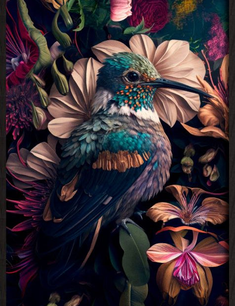 The Hummingbird Walldecoration Wandkraft 80x120 cm Baklijst zwart