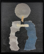 Décoration murale Wandkraft : décoration murale abstraite avec cercle gris sur blanc, beige, noir et bleu, style moderne, pleine d'atmosphère pour tout intérieur. Pour un intérieur élégant