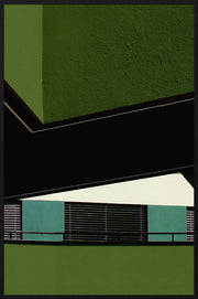 Décoration murale Wandkraft : façade moderne aux plantes vertes et formes géométriques marquantes, art mural urbain de Wandkraft. Pour un intérieur élégant