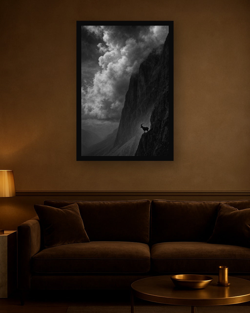 Stone Ledge interieur mockup met zwarte lijst