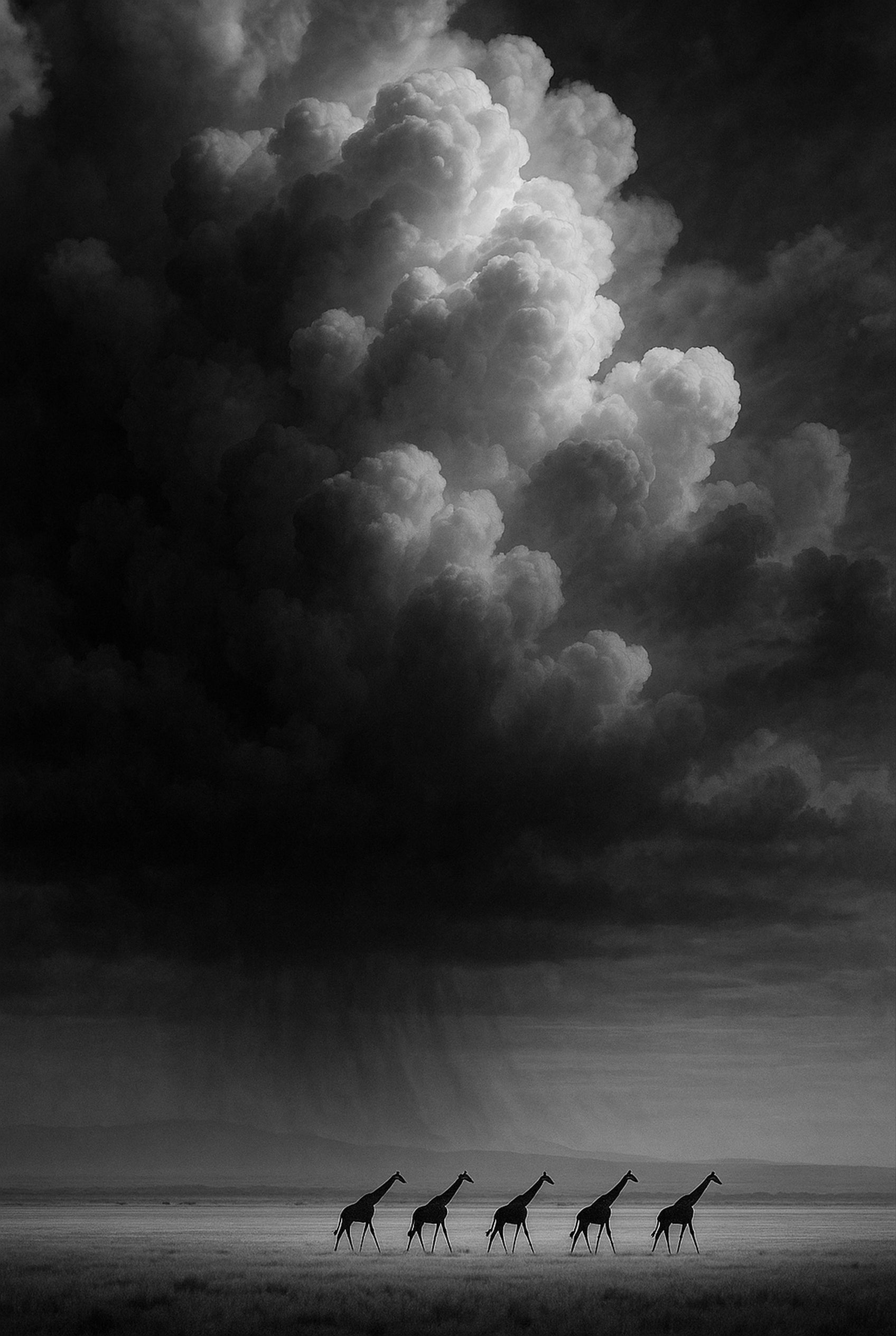 Storm Line - zwart-wit dierportret, Wandkraft