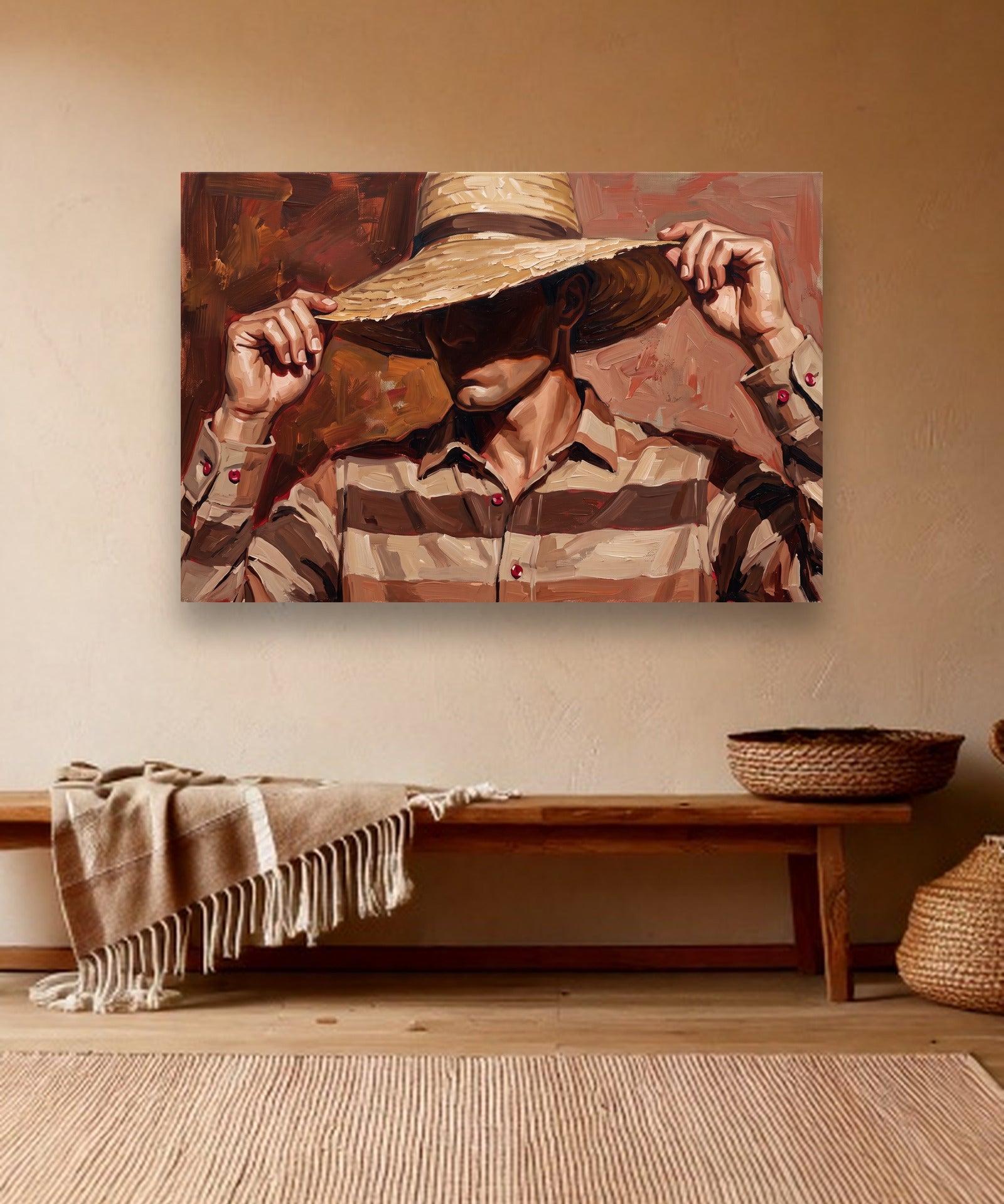 Straw Horizon sfeerbeeld zonder lijst in bohemien interieur