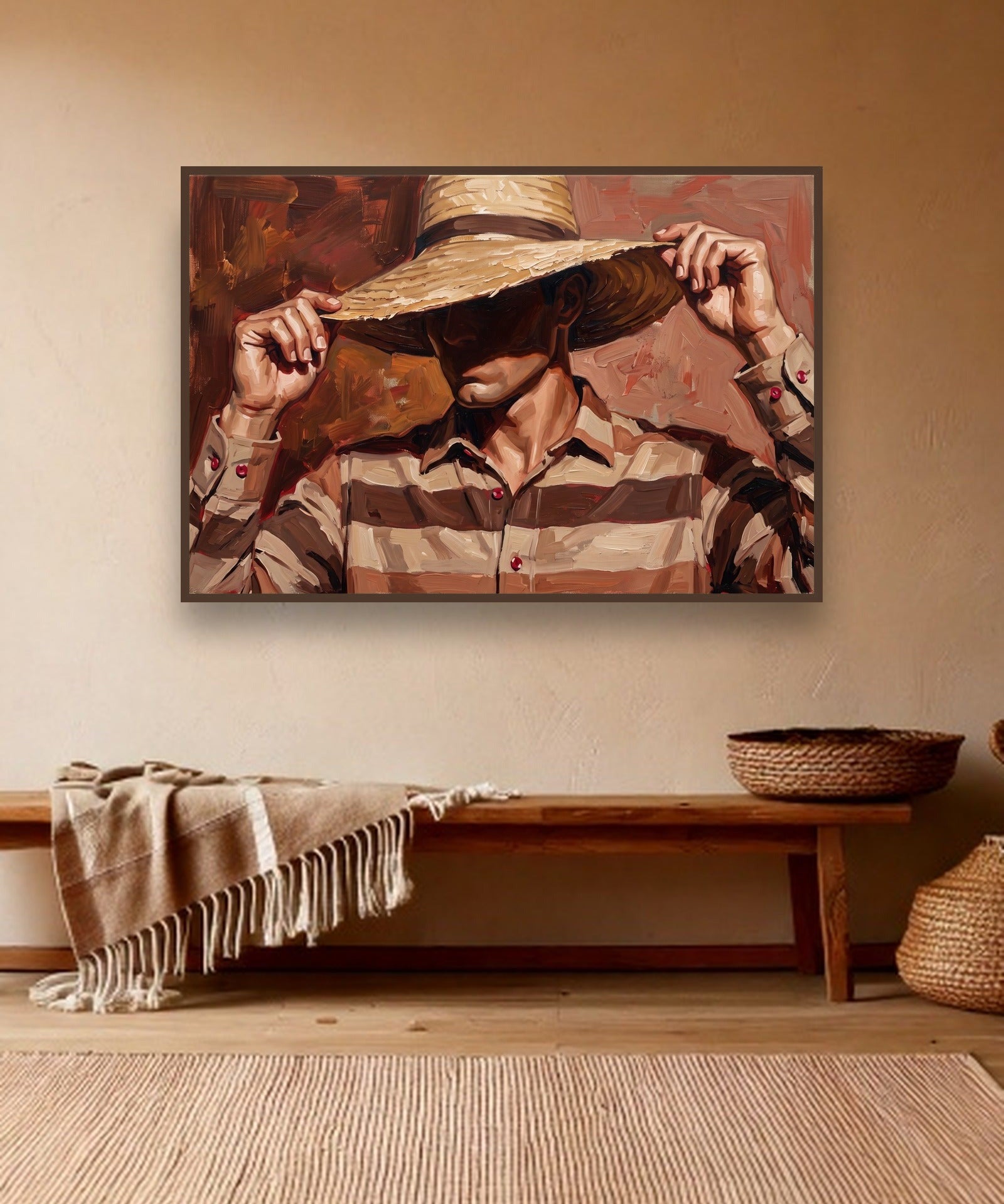 Straw Horizon sfeerbeeld met kastanjebruine (wenge) baklijst