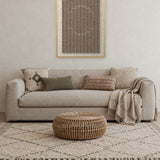 Panneau en feutre Striped Sun Cocoa avec cadre caisse naturel au mur