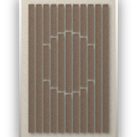 Panneau en feutre acoustique Striped Sun Cocoa avec cadre caisse blanc, détouré