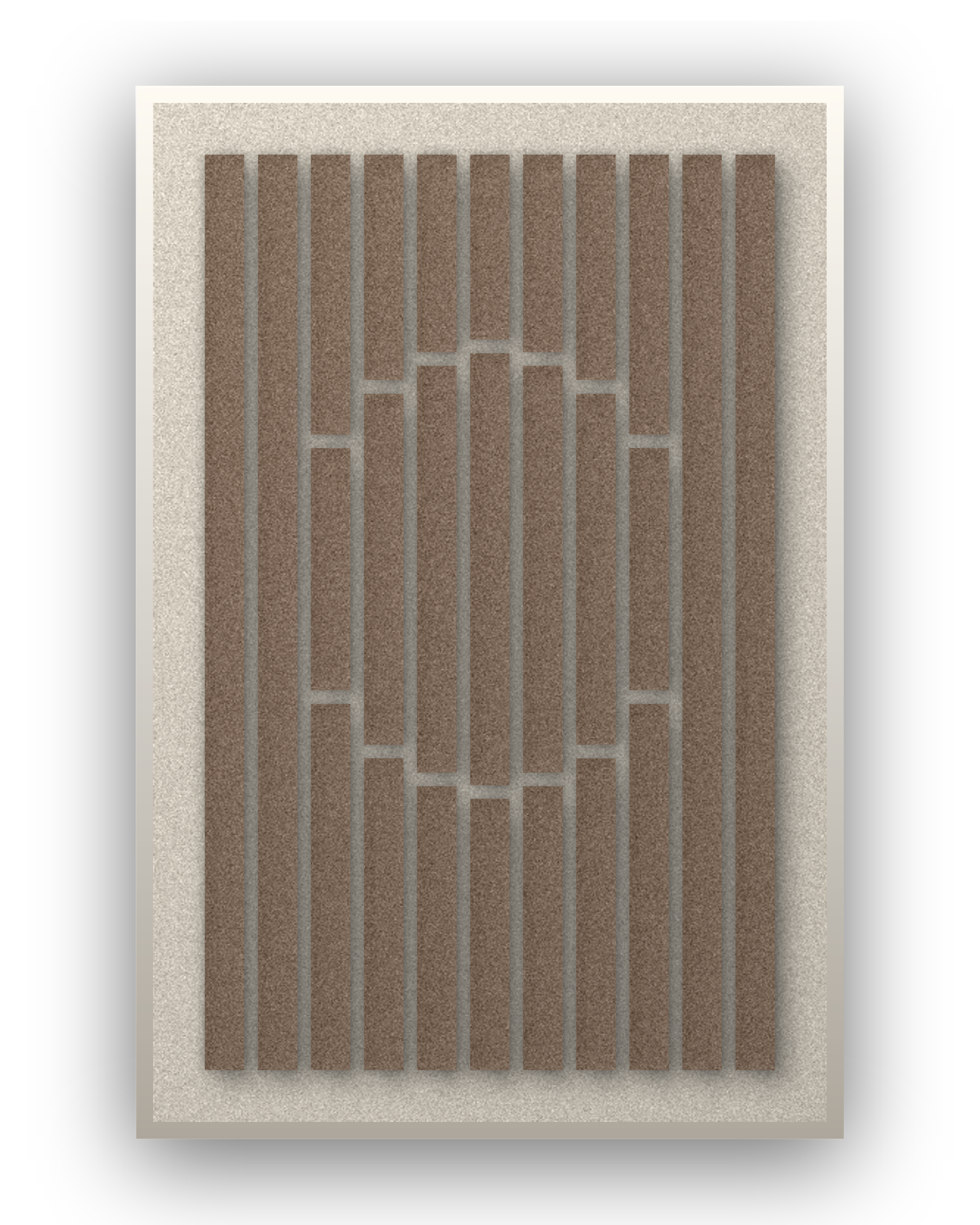 Panneau en feutre acoustique Striped Sun Cocoa avec cadre caisse blanc, détouré