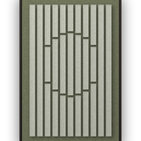Panneau en feutre acoustique Striped Sun Fern avec éléments appliqués gris-vert sur vert forêt, cadre caisse noir
