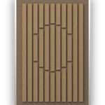 Panneau en feutre acoustique Striped Sun Latte avec cadre caisse blanc, détouré