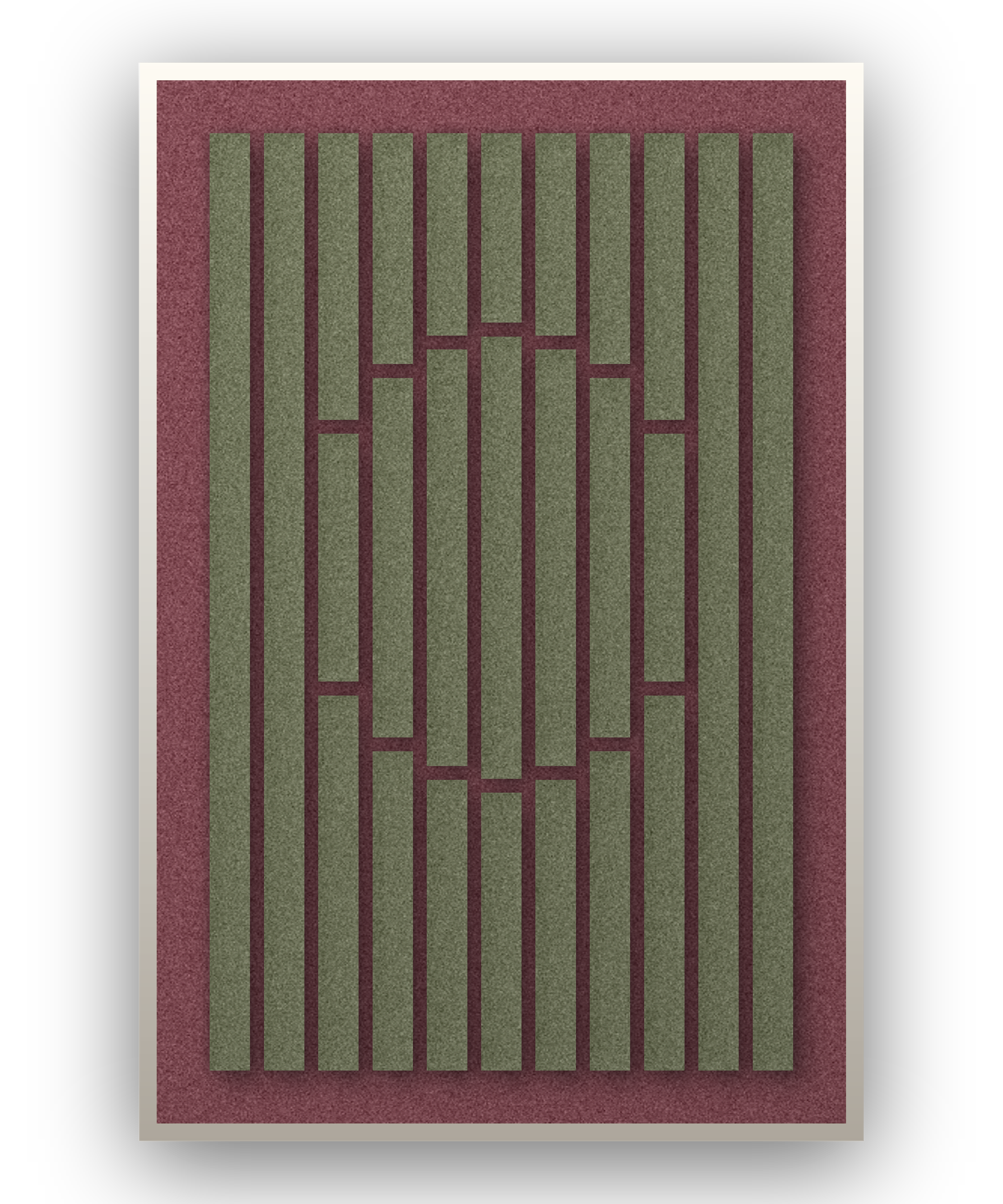Striped Sun Wine Akustikfilz-Paneel mit weißem Schattenfugenrahmen, freigestellt