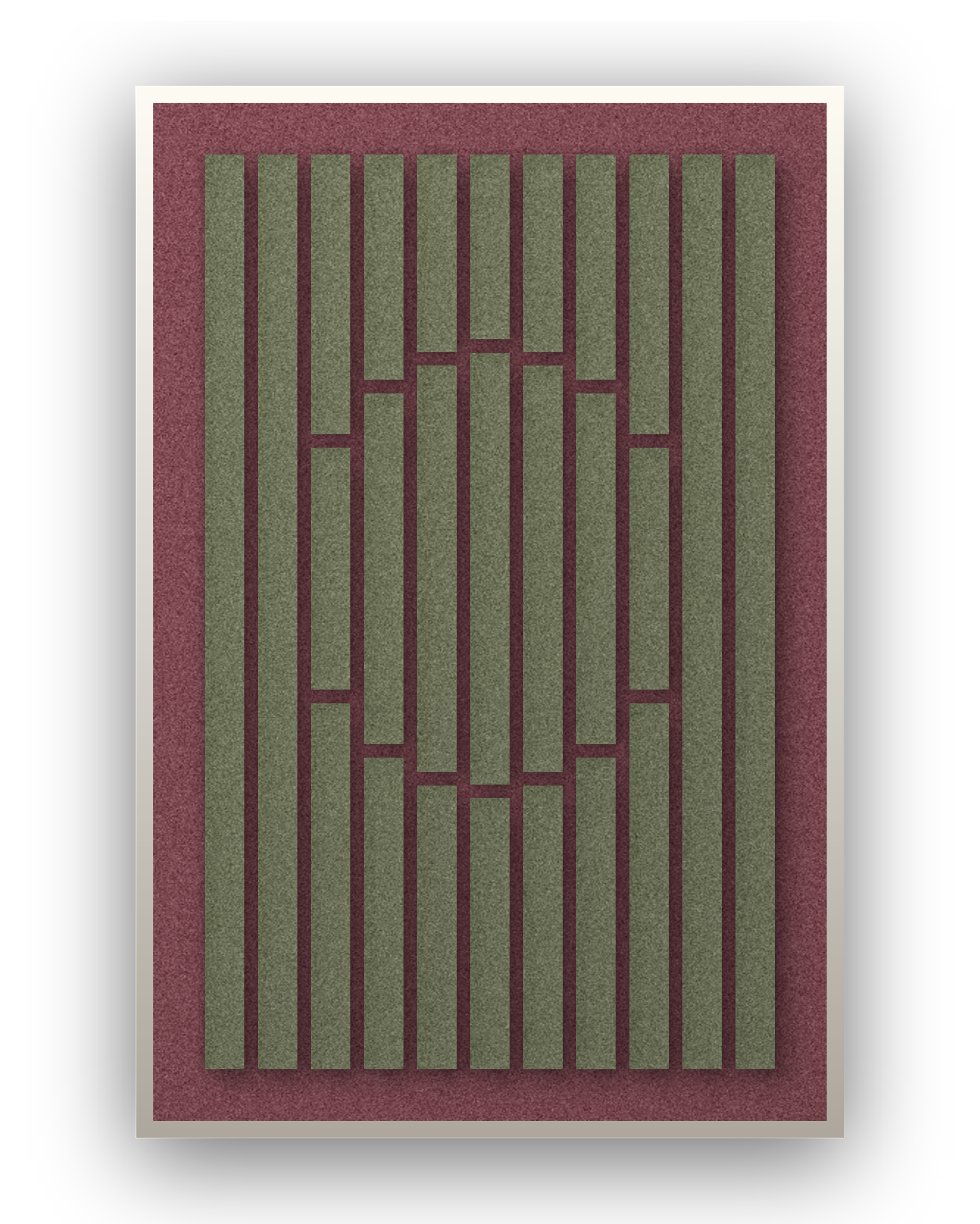 Panneau en feutre acoustique Striped Sun Wine avec cadre caisse blanc, détouré