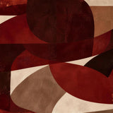 Abstracte collage van gebogen vlakken in ossenbloedrood, cordovan, cacaobruin en crème, Wandkraft