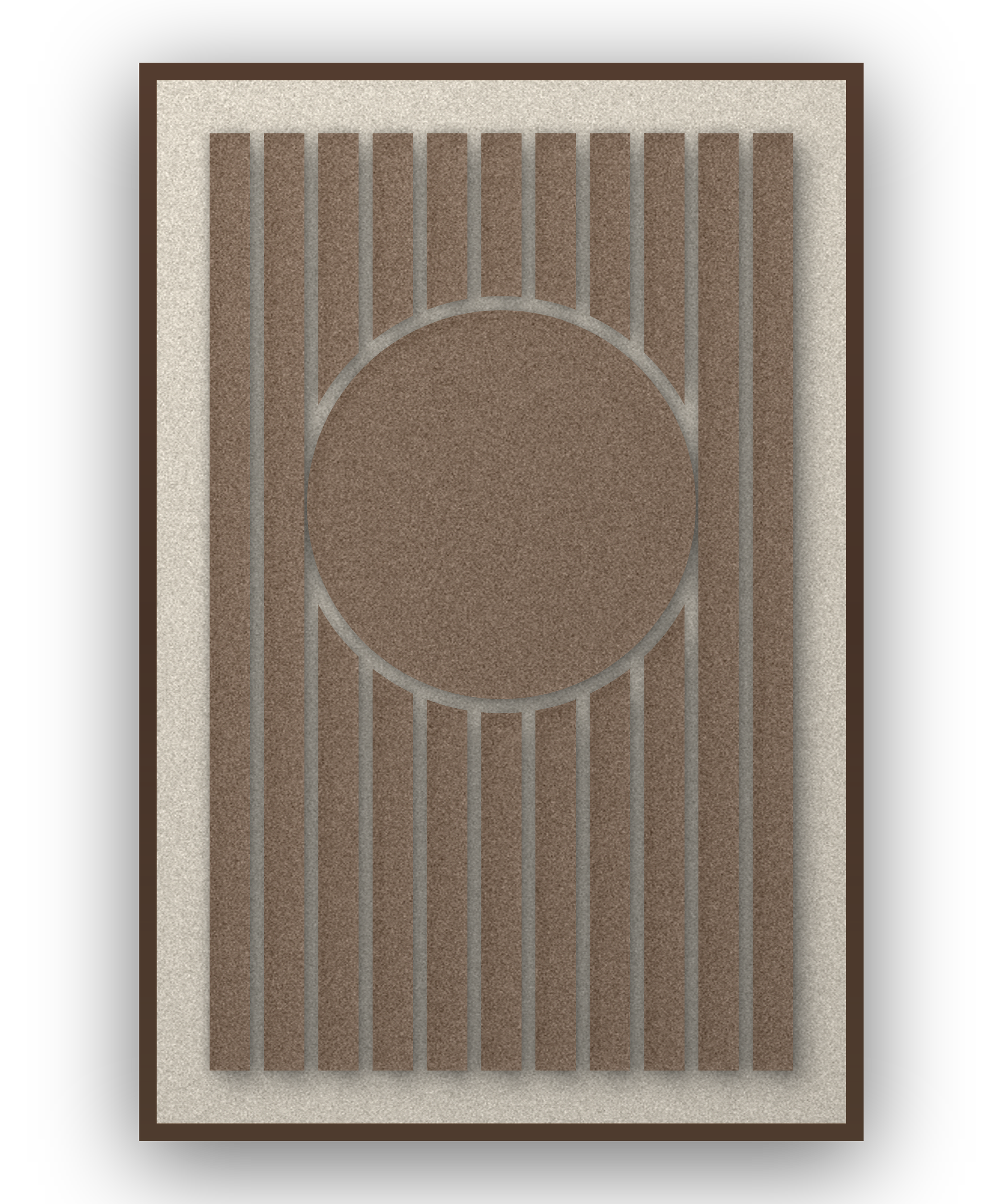 Sun Bend Cocoa Akustikfilz-Paneel mit kastanienbraunem Schattenfugenrahmen (Wenge), freigestellt