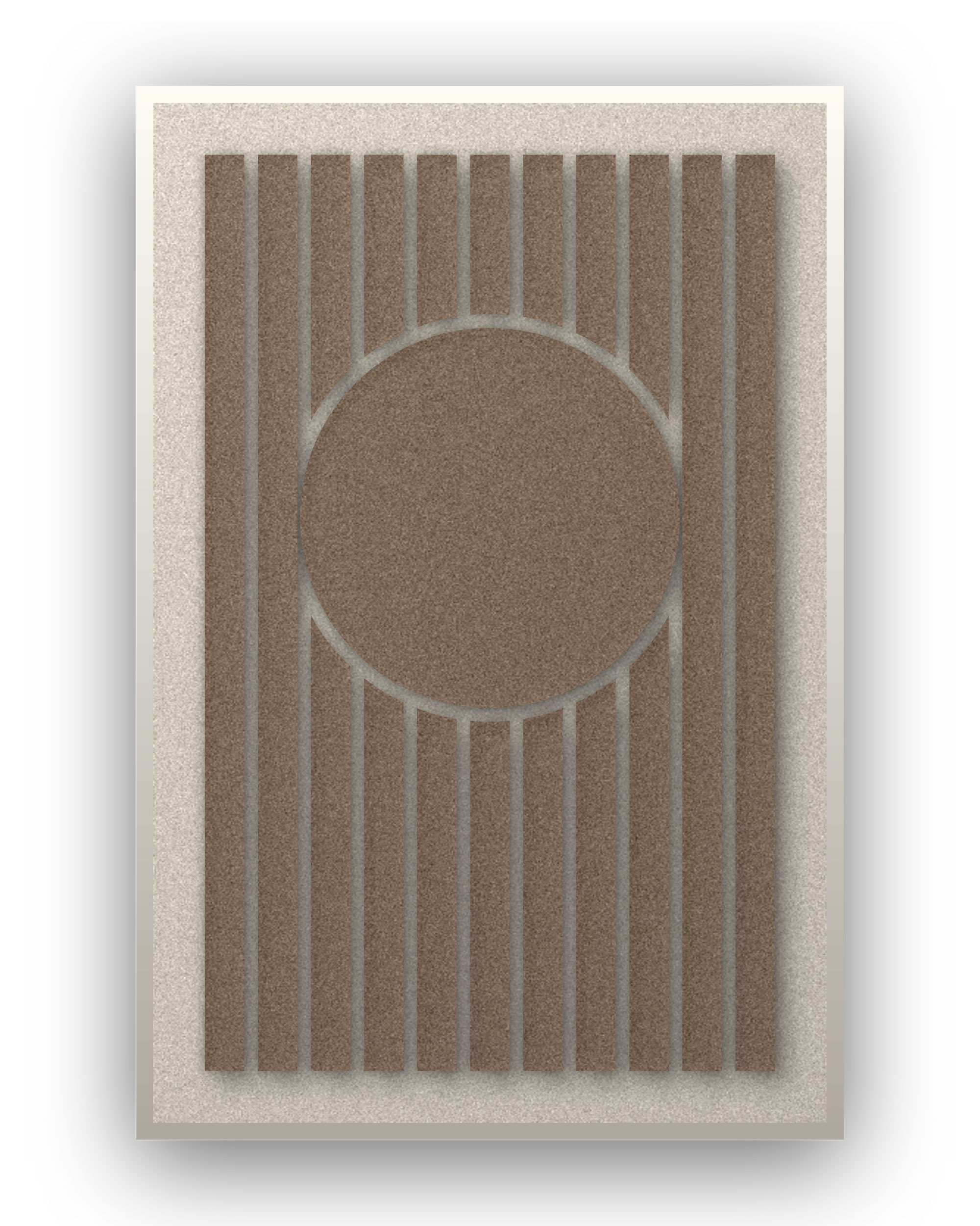 Panneau en feutre acoustique Sun Bend Cocoa avec cadre caisse blanc, détouré