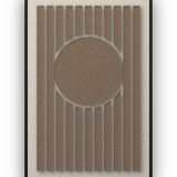 Panneau en feutre acoustique Sun Bend Cocoa avec éléments appliqués brun café sur ivoire, cadre caisse noir