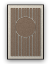 Panneau en feutre acoustique Sun Bend Cocoa avec éléments appliqués brun café sur ivoire, cadre caisse noir