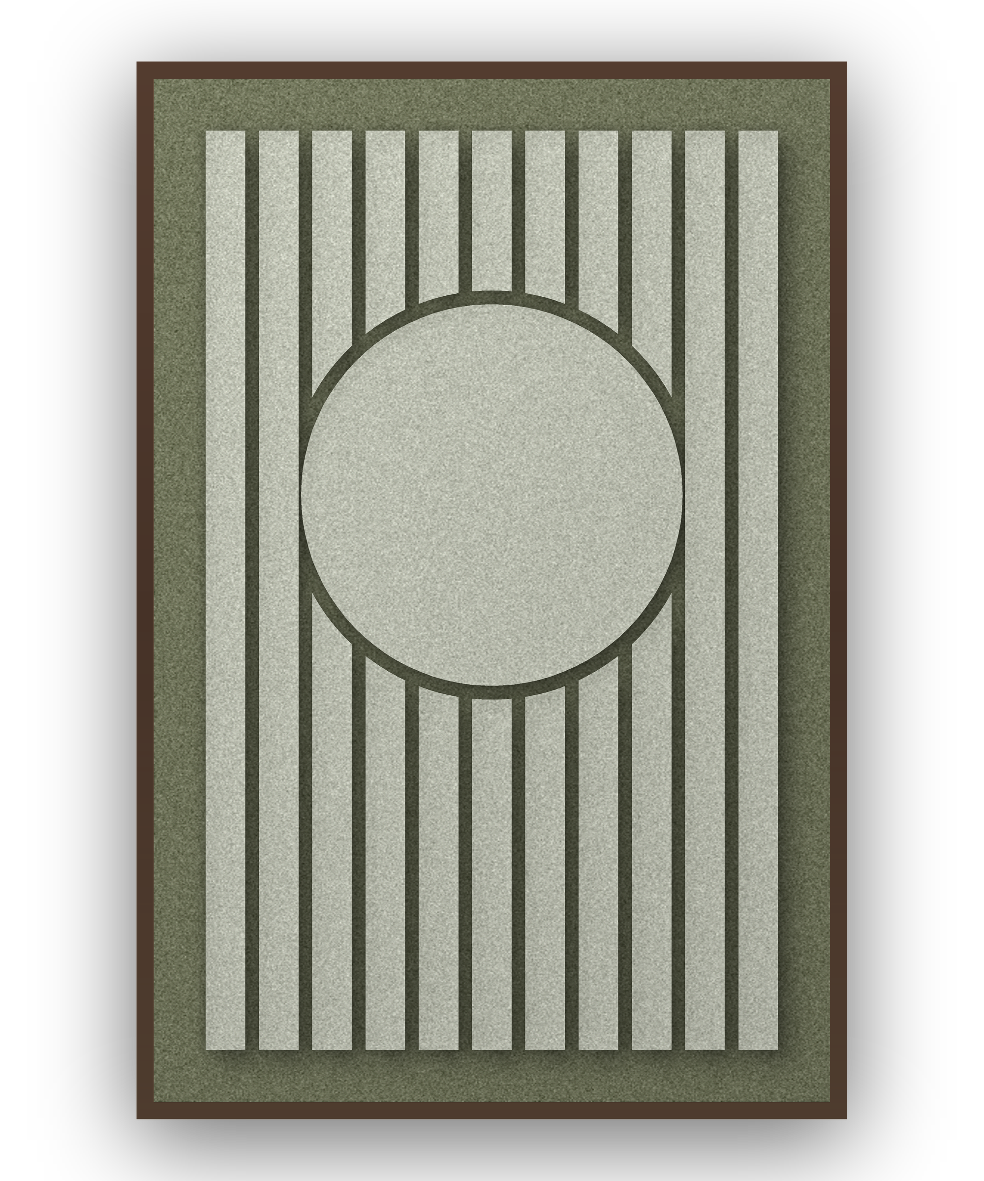 Sun Bend Fern Akustikfilz-Paneel mit kastanienbraunem Schattenfugenrahmen (Wenge), freigestellt