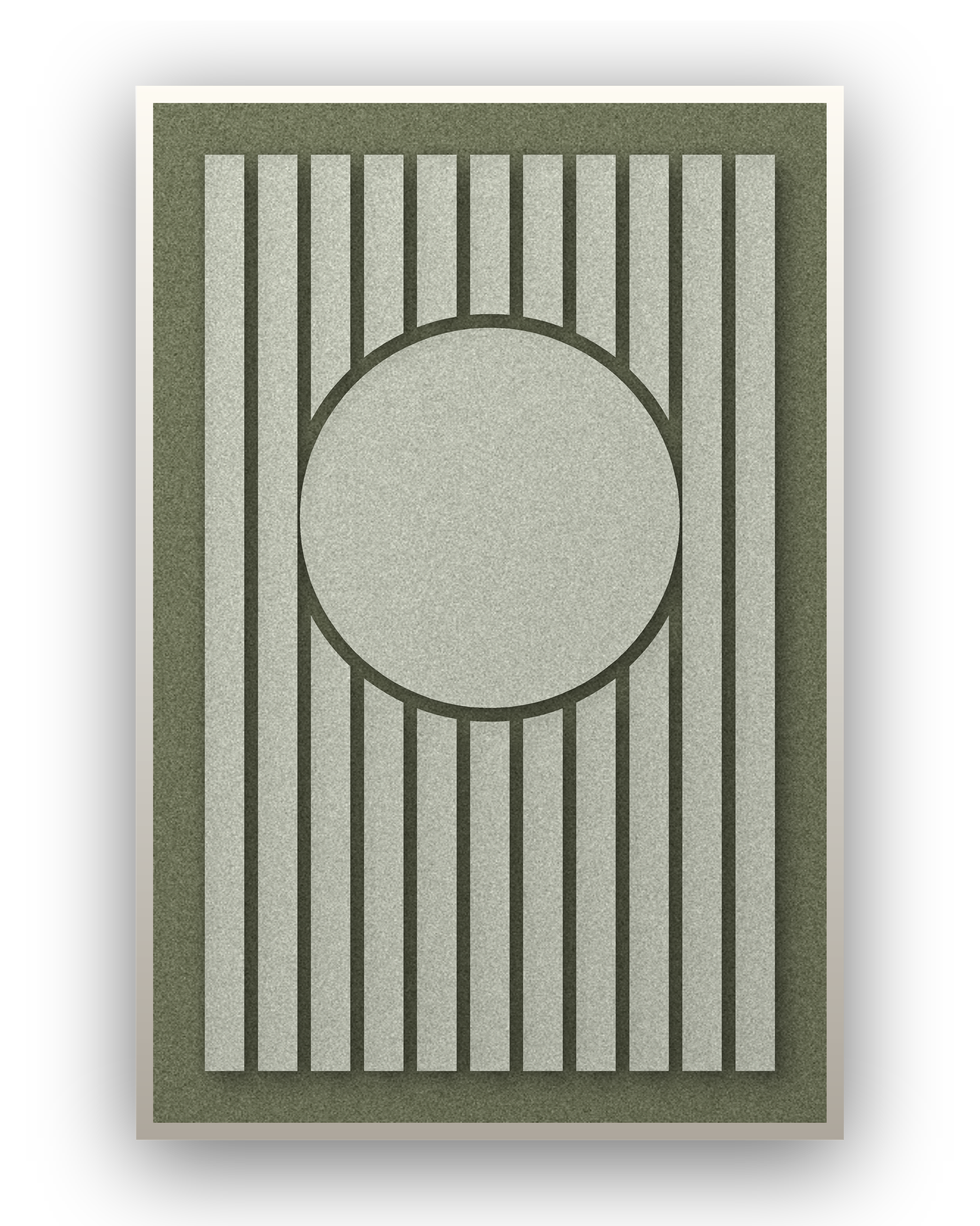 Panneau en feutre acoustique Sun Bend Fern avec cadre caisse blanc, détouré