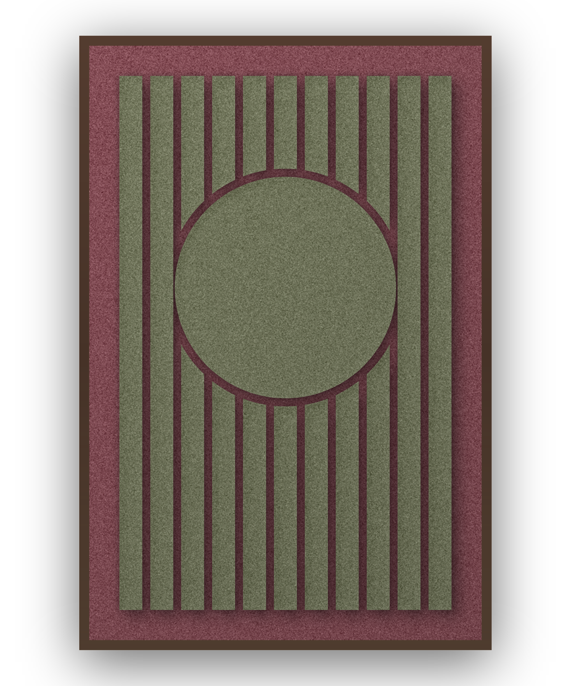 Sun Bend Wine Akustikfilz-Paneel mit kastanienbraunem Schattenfugenrahmen (Wenge), freigestellt