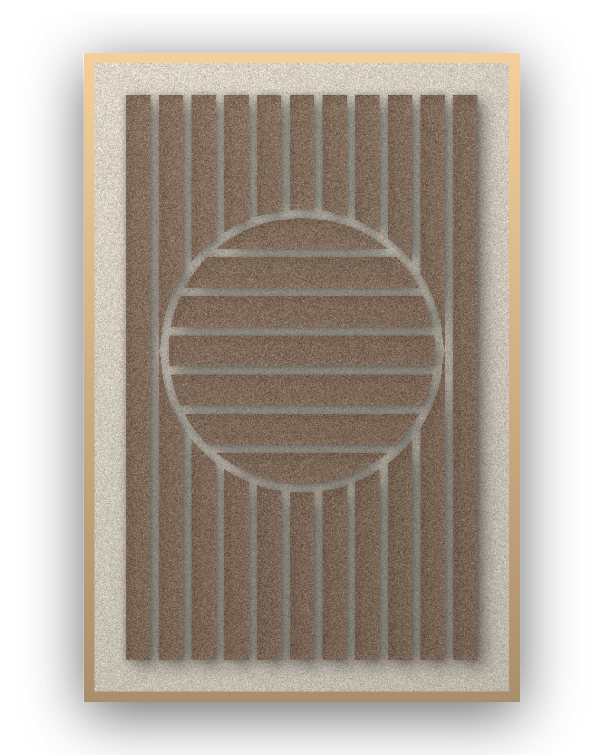 Panneau en feutre acoustique Sun Rings Cocoa, cadre caisse naturel