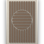 Panneau en feutre acoustique Sun Rings Cocoa avec cadre caisse blanc, détouré