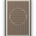 Panneau en feutre acoustique Sun Rings Cocoa avec éléments appliqués brun café sur ivoire, cadre caisse noir