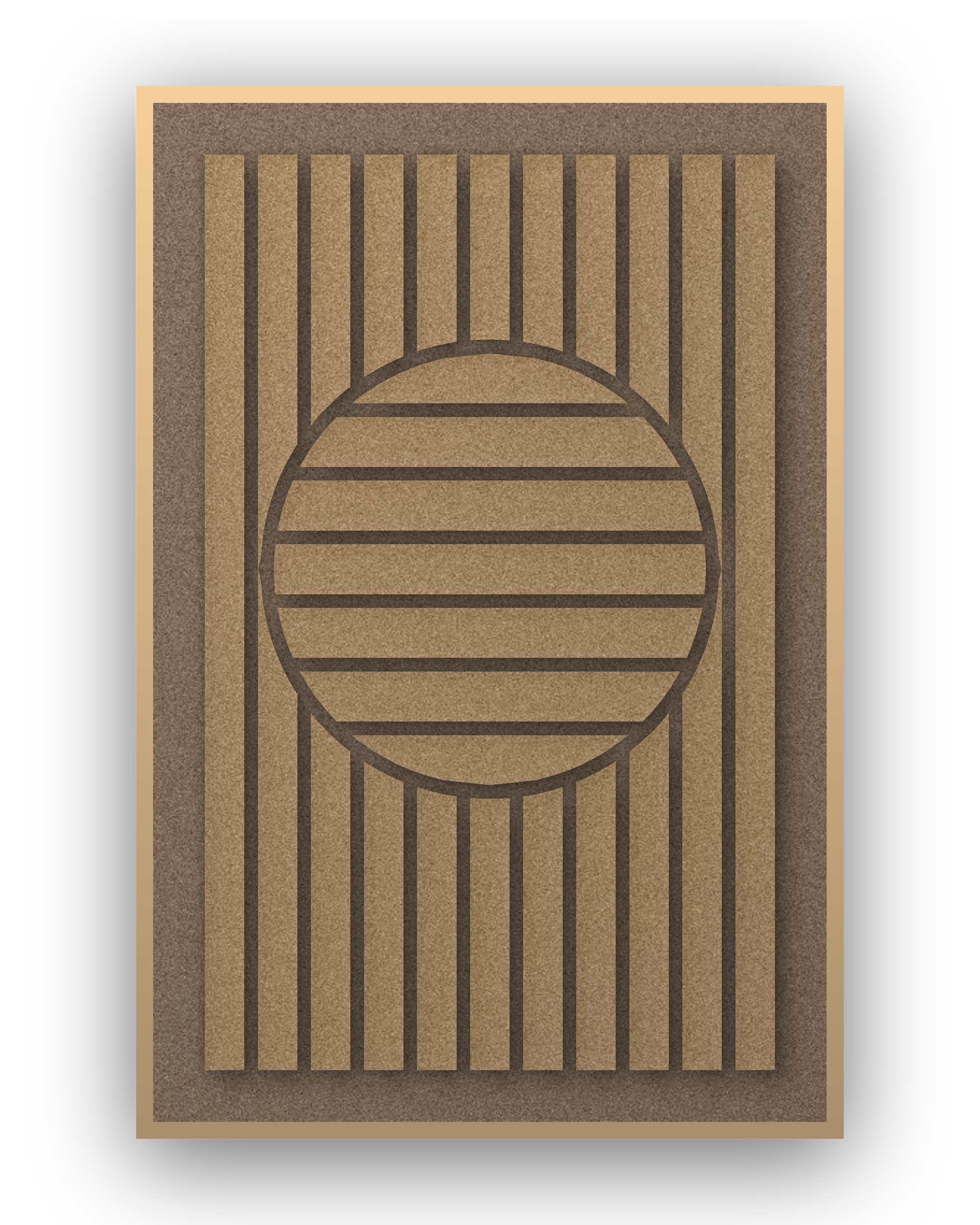 Panneau en feutre acoustique Sun Rings Latte, cadre caisse naturel