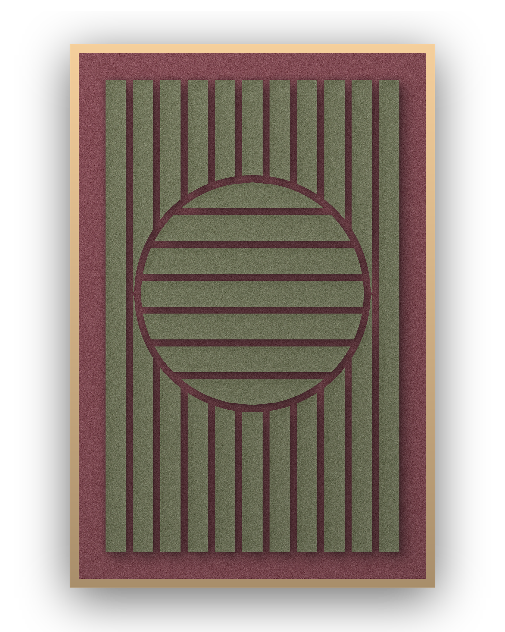 Panneau en feutre acoustique Sun Rings Wine, cadre caisse naturel