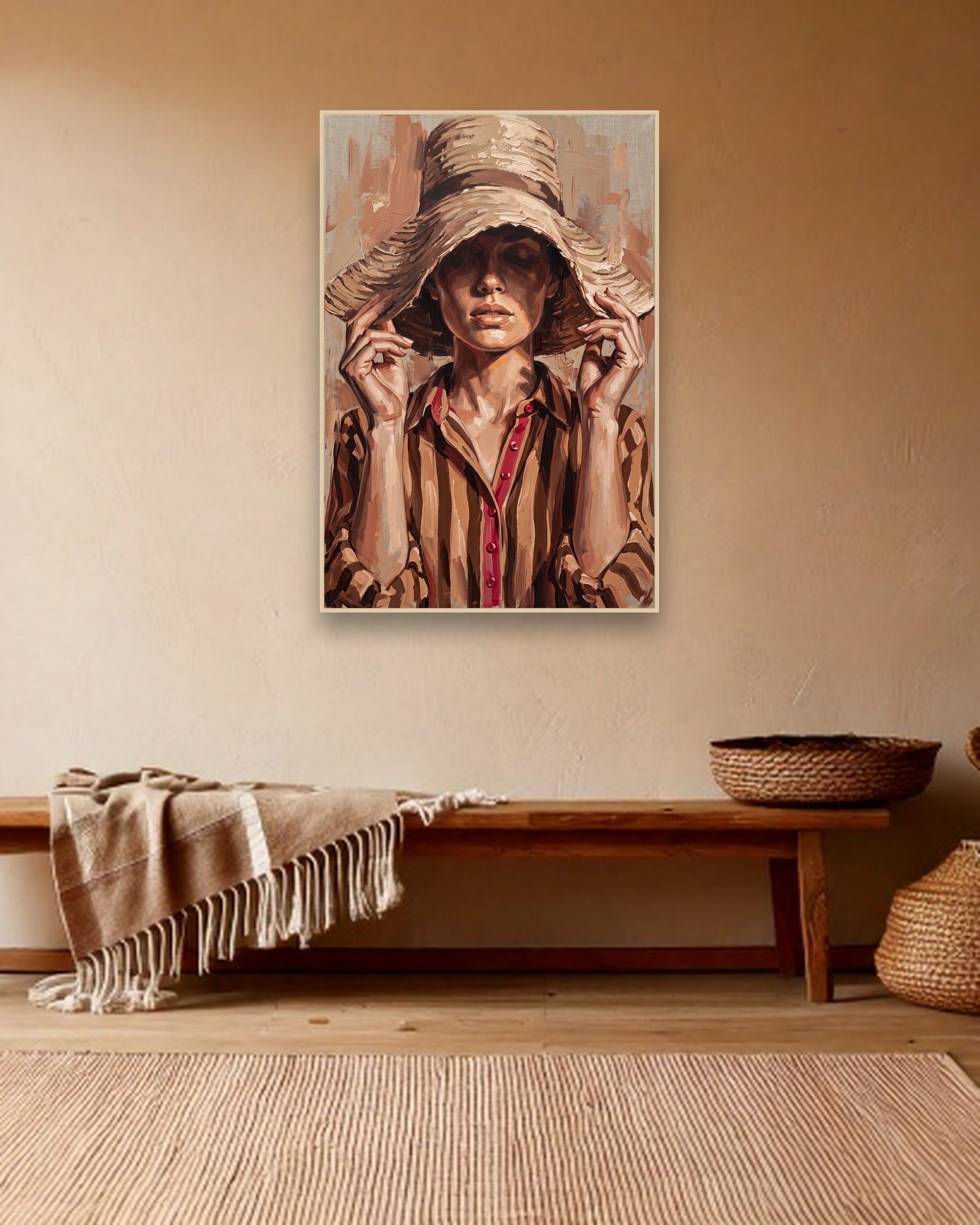 Sun's Edge sfeerbeeld met blanke houten lijst in bohemien interieur