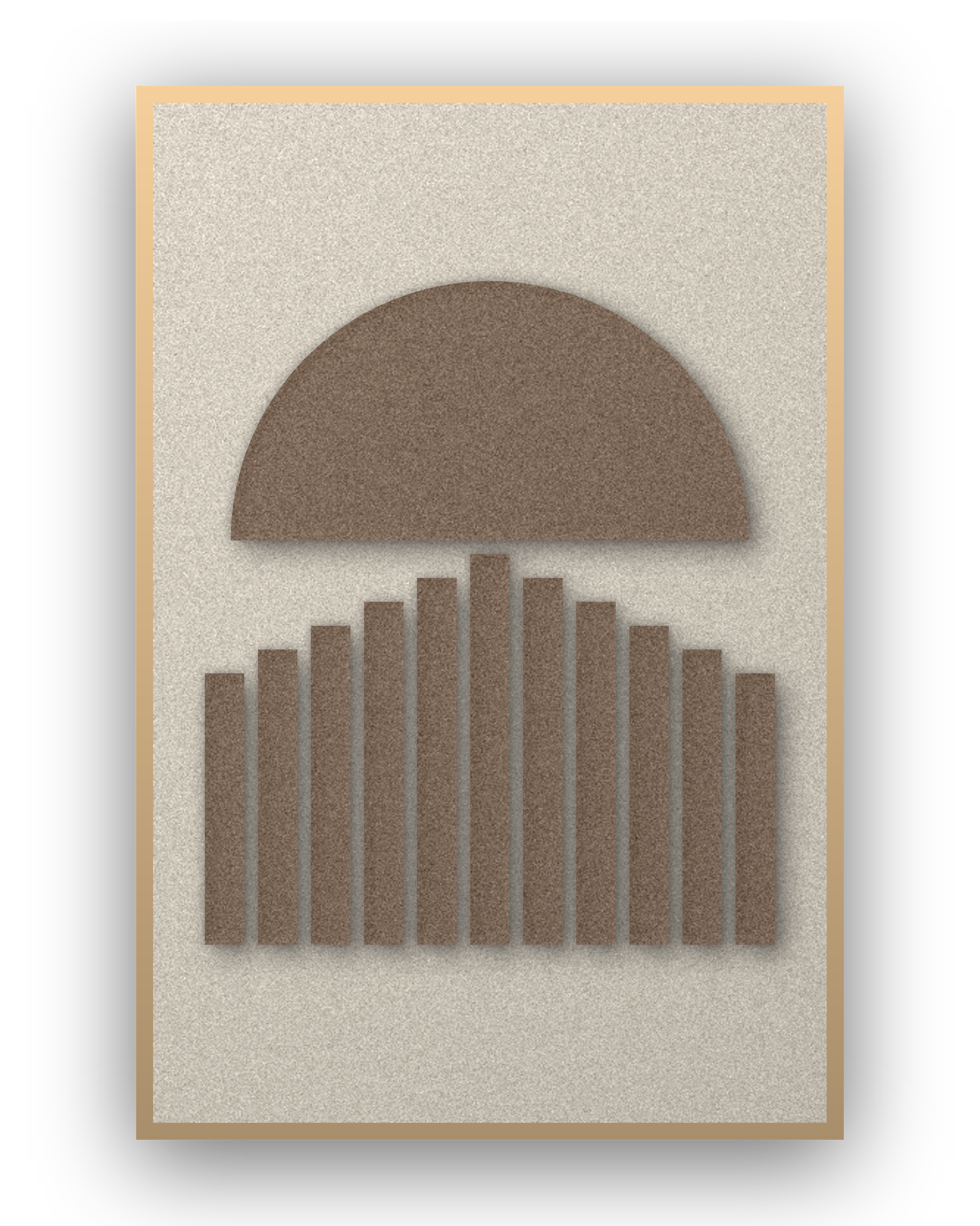 Panneau en feutre acoustique Sunset Stripes Cocoa, cadre caisse naturel