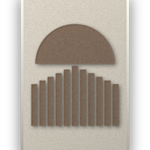 Panneau en feutre acoustique Sunset Stripes Cocoa avec cadre caisse blanc, détouré