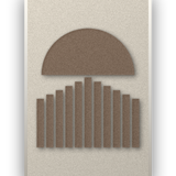 Panneau en feutre acoustique Sunset Stripes Cocoa avec cadre caisse blanc, détouré