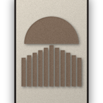 Panneau en feutre acoustique Sunset Stripes Cocoa avec éléments appliqués brun café sur ivoire, cadre caisse noir